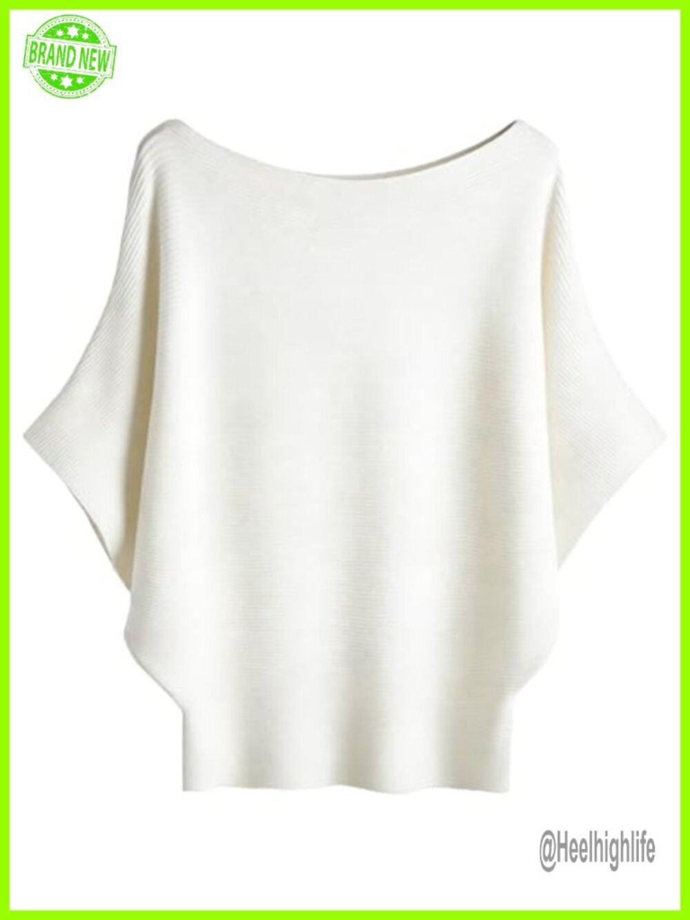 Soft Knitted Batwing Short Sleeve Sweater for Women Spring Fall Casual